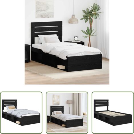 Testiera letto -  Struttura del letto con testiera Nero 75 x 190 cm Pino massello
