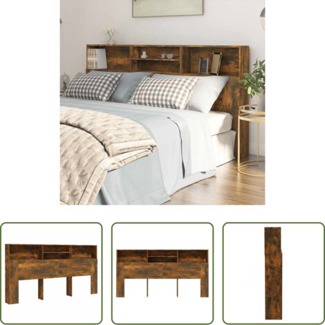Testiera letto -  Testiera con Contenitore Rovere Fumo 200x19x103,5 cm