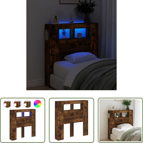 Testiera letto -  Testiera LED Rovere Fumo 100x18,5x103,5 cm Legno Multistrato