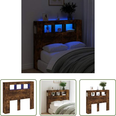 Testiera letto -  Testiera LED Rovere Fumo 120x18,5x103,5 cm Legno Multistrato