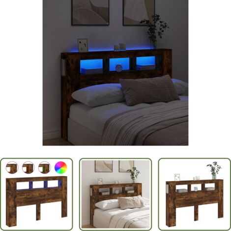 Testiera letto -  Testiera LED Rovere Fumo 160x18,5x103,5 cm Legno Multistrato
