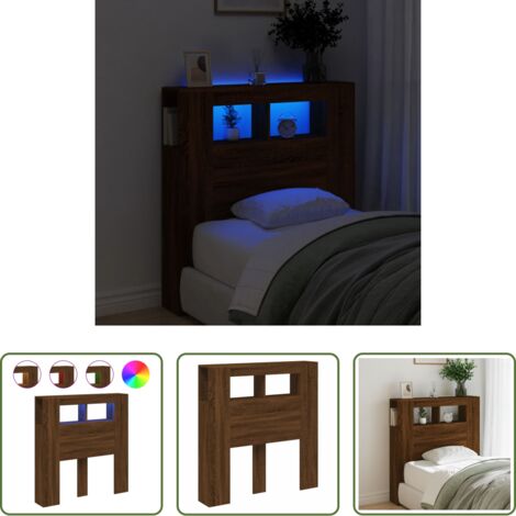 Testiera letto -  Testiera LED Rovere Marrone 100x18,5x103,5 cm Legno Multistrato