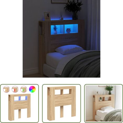 Testiera letto -  Testiera LED Rovere Sonoma 100x18,5x103,5 cm Legno Multistrato
