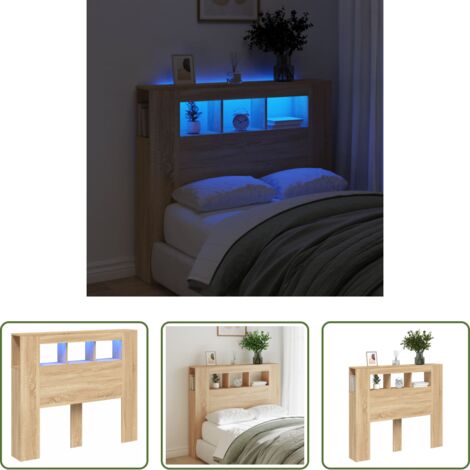 Testiera letto -  Testiera LED Rovere Sonoma 120x18,5x103,5 cm Legno Multistrato