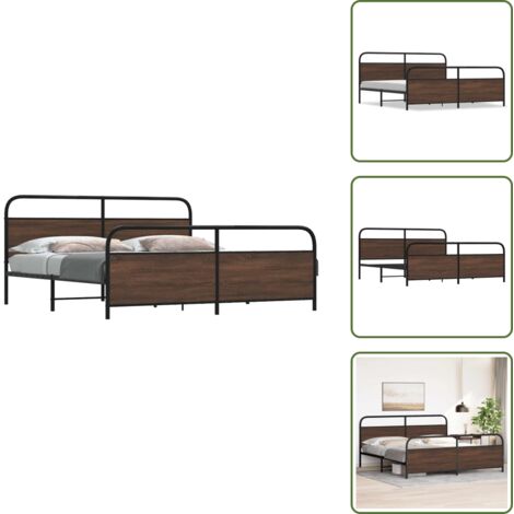 Testiera letto - vidaXL Giroletto senza Materaso in Metallo Rovere Marrone 200x200 cm - Pediera letto