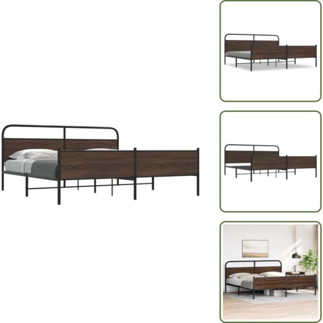 Testiera letto - vidaXL Giroletto senza Materaso in Metallo Rovere Marrone 200x200 cm - Pediera letto
