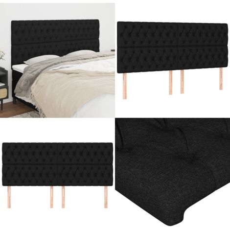 Testiera Nera 200x7x118/128 cm Tessuto - Testiera letto in tessuto - Testiera letto regolabile