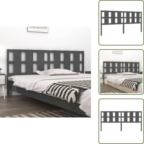 Testiera per camera da letto - vidaXL Testiera per Letto Grigia 205,5x4x100 cm Legno Massello di Pino - Testiera rustica