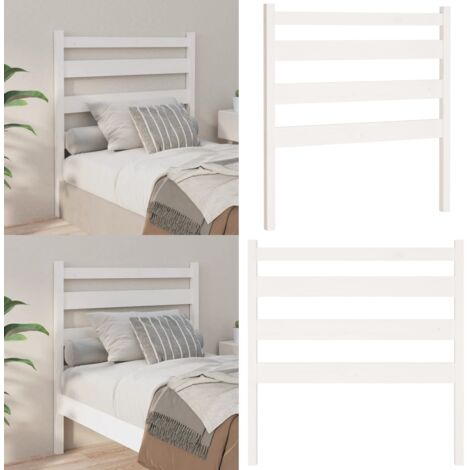 Testiera per Letto Bianca 106x4x100cm in Legno Massello di Pino - Testiera in legno massello - Testiera in pino