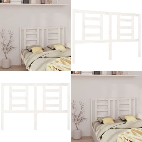 Testiera per Letto Bianca 126x4x100cm in Legno Massello di Pino - Testiera in legno massello - Testiera in pino