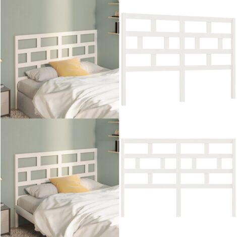 Testiera per Letto Bianca 126x4x100cm in Legno Massello di Pino - Testiera in legno massello - Testiera in pino