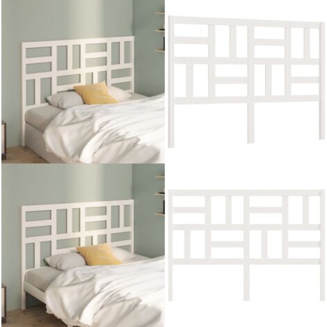 Testiera per Letto Bianca 126x4x104cm in Legno Massello di Pino - Testiera in legno massello - Testiera in pino