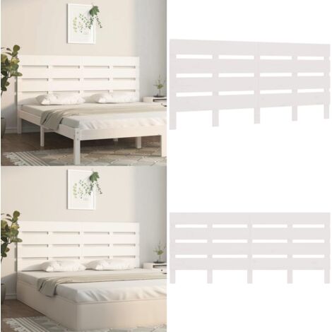 Testiera per Letto Bianca 180x3x80 cm in Legno Massello di Pino - Testiera in pino - Testiera per letto moderna