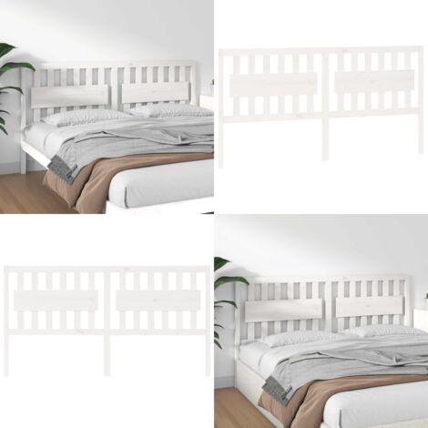 Testiera per Letto Bianca 185,5x4x100 cm Legno Massello di Pino - Testiera in legno massello - Testiera in pino