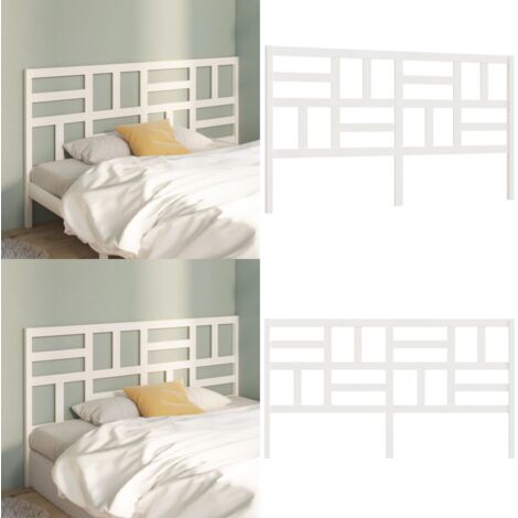Testiera per Letto Bianca 186x4x104cm in Legno Massello di Pino - Testiera in pino - Testiera per letto senza testiera