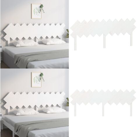 Testiera per Letto Bianca 196x3x80,5 cm Legno Massello di Pino - Testiera in legno massello - Testiera in pino