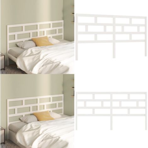 Testiera per Letto Bianca 206x4x100cm in Legno Massello di Pino - Testiera in legno massello - Testiera in pino