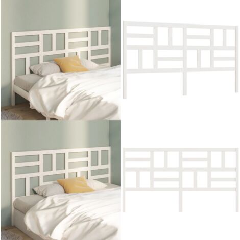 Testiera per Letto Bianca 206x4x104 cm Legno Massello di Pino - Testiera in legno massello - Testiera in pino