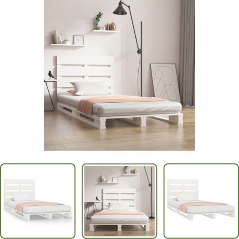 Testiera per letto -  Giroletto Bianco 90x190 cm Single in Legno Massello di Pino