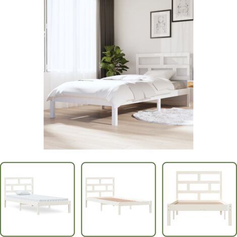 Testiera per letto -  Giroletto Bianco in Legno Massello di Pino 90x200 cm