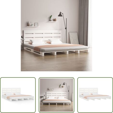 Testiera per letto -  Giroletto Bianco Legno Massello di Pino 120x190 cm Small Double