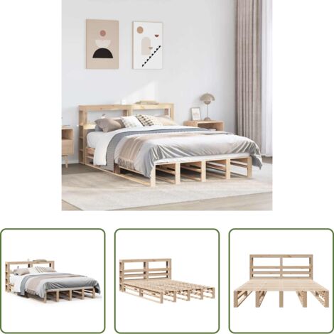 Testiera per letto -  Giroletto con Testiera 120x190 cm in Legno Massello di Pino
