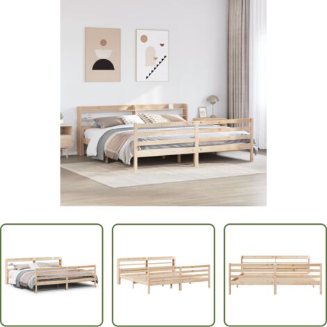 Testiera per letto -  Giroletto con Testiera 200x200 cm in Legno Massello di Pino