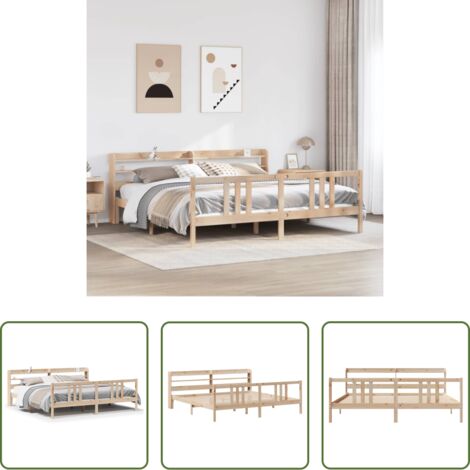 Testiera per letto -  Giroletto con Testiera 200x200 cm in Legno Massello di Pino