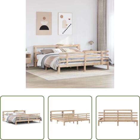 Testiera per letto -  Giroletto con Testiera 200x200 cm in Legno Massello di Pino