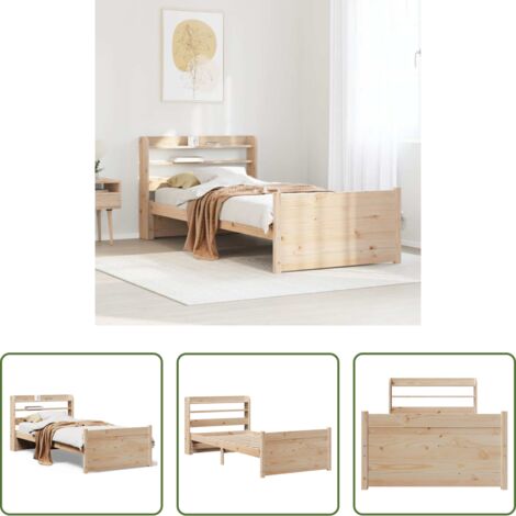Testiera per letto -  Giroletto con Testiera 75x190 cm in Legno Massello di Pino