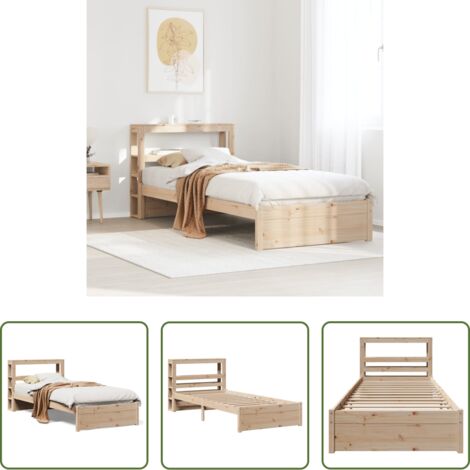 Testiera per letto -  Giroletto con Testiera 75x190 cm in Legno Massello di Pino