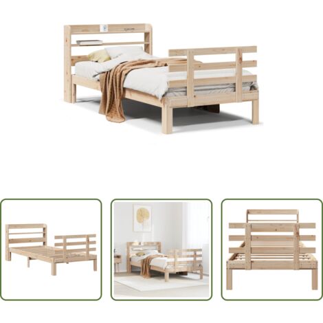 Testiera per letto -  Giroletto con Testiera 75x190 cm in Legno Massello di Pino
