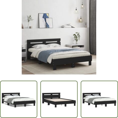 Testiera per letto -  Giroletto con Testiera Nero 120x190 cm in Legno Multistrato