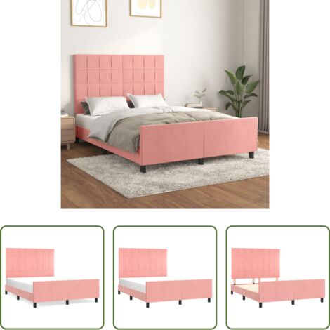 Testiera per letto -  Giroletto con Testiera Rosa 140x190 cm in Velluto