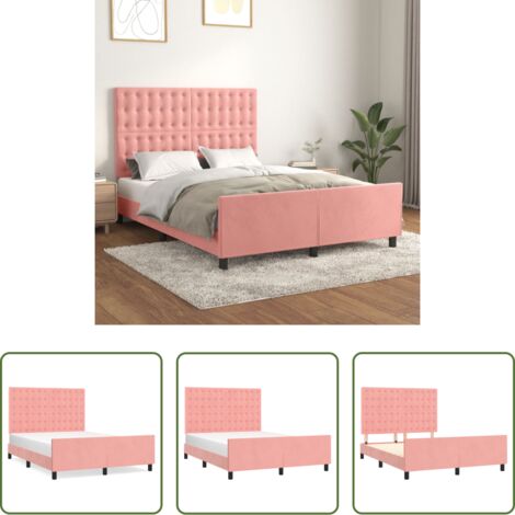 Testiera per letto -  Giroletto con Testiera Rosa 140x200 cm in Velluto