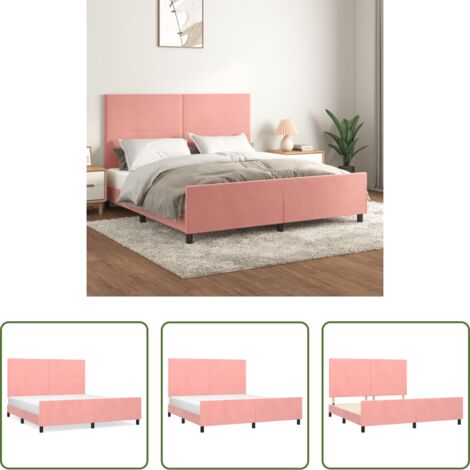 Testiera per letto -  Giroletto con Testiera Rosa 160x200 cm in Velluto