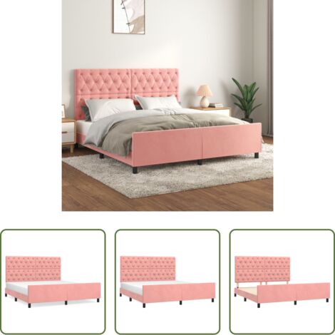 Testiera per letto -  Giroletto con Testiera Rosa 160x200 cm in Velluto