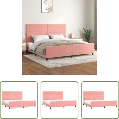Testiera per letto -  Giroletto con Testiera Rosa 200x200 cm in Velluto