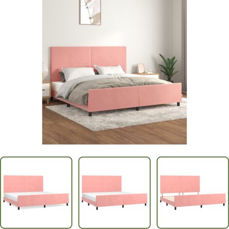 Testiera per letto -  Giroletto con Testiera Rosa 200x200 cm in Velluto