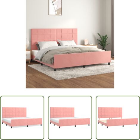 Testiera per letto -  Giroletto con Testiera Rosa 200x200 cm in Velluto