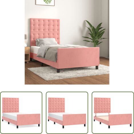 Testiera per letto -  Giroletto con Testiera Rosa 90x200 cm in Velluto