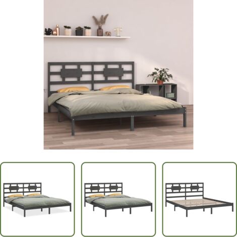 Testiera per letto -  Giroletto Grigio in Legno Massello 200x200 cm