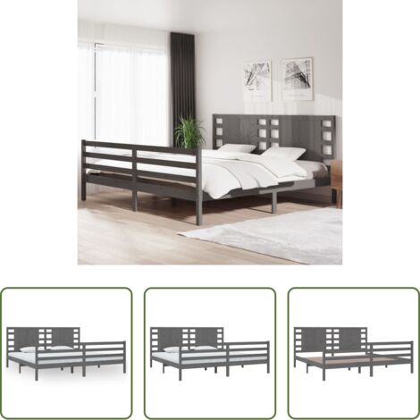 Testiera per letto -  Giroletto Grigio in Legno Massello di Pino 200x200 cm