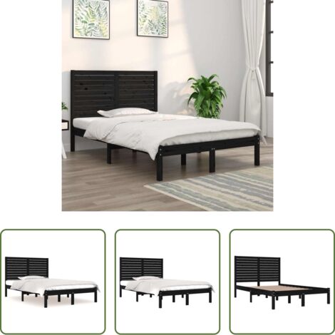 Testiera per letto -  Giroletto Nero in Legno Massello 140x190 cm
