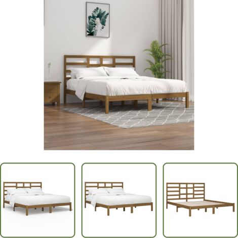 Testiera per letto -  Giroletto senza Materaso Ambra in Legno Massello 200x200 cm