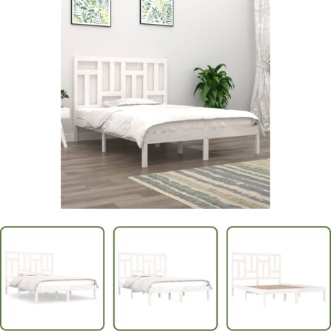 Testiera per letto -  Giroletto senza Materasso Bianco 140x200 cm Legno Massello Pino