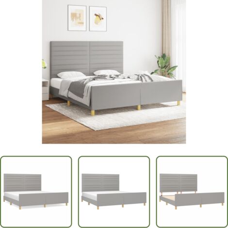 Testiera per letto -  Giroletto senza Materasso Grigio Chiaro 180x200 cm Tessuto