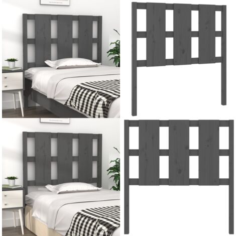 Testiera per Letto Grigia 105,5x4x100 cm Legno Massello di Pino - Testiera in pino - Testiera per letto rustica