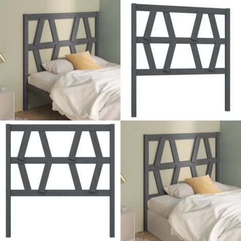 Testiera per Letto Grigia 106x4x100cm in Legno Massello di Pino - Testiera in pino - Testiera per letto grigia