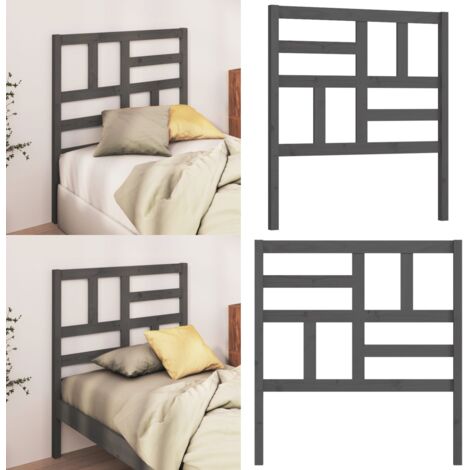 Testiera per Letto Grigia 106x4x104cm in Legno Massello di Pino - Testiera in pino - Testiera per camera da letto